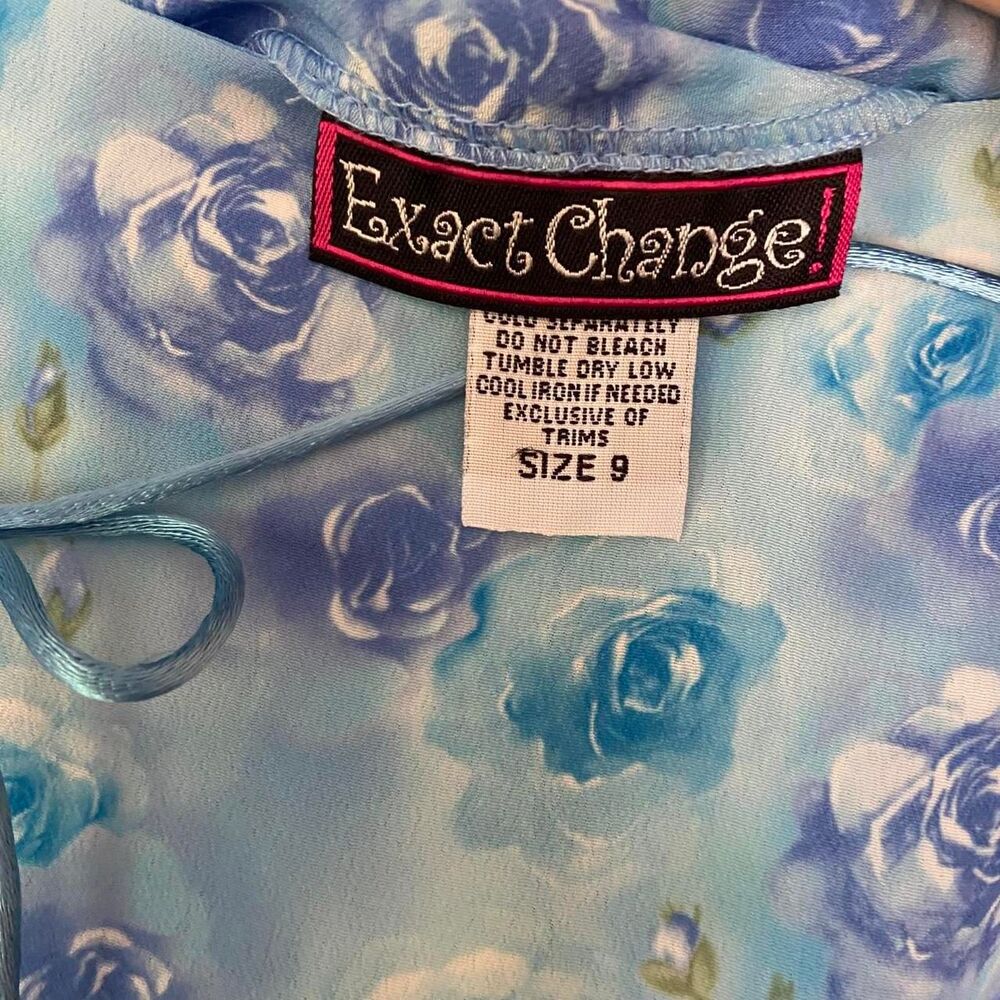 Vintage 90s Y2K Exact Change blue purple floral rose print mini skirt - Picture 5 of 5